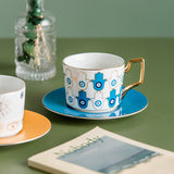 Nordic Luxury Evil Eyes Ceramic Cup and Saucer Set Modern Design Afternoon Tea Turkish Coffee Cup Saucer Set