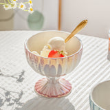 Retro Pearl Tall Yogurt Cup Household Oatmeal Bowl Fruit Salad Bowl Creative Dessert Ice Cream Cup