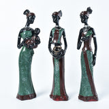 3pcs/Set Home Decor Living Room Modern African Girl Set Statue Resin Ornaments for Creative Crafts Gift