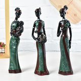 3pcs/Set Home Decor Living Room Modern African Girl Set Statue Resin Ornaments for Creative Crafts Gift