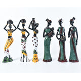 3pcs/Set Home Decor Living Room Modern African Girl Set Statue Resin Ornaments for Creative Crafts Gift