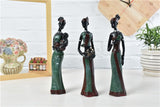 3pcs/Set Home Decor Living Room Modern African Girl Set Statue Resin Ornaments for Creative Crafts Gift