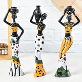 3pcs/Set Home Decor Living Room Modern African Girl Set Statue Resin Ornaments for Creative Crafts Gift