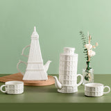 Leaning Tower of Pisa Coffee Cup Gift Box Set Ceramic Tea Set for Two Porcelain Cups Tea Pot and Cup Set