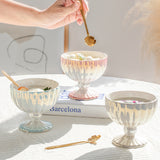 Retro Pearl Tall Yogurt Cup Household Oatmeal Bowl Fruit Salad Bowl Creative Dessert Ice Cream Cup