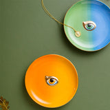 Europe Ceramic Jewelry Dish Cute Eye Plates Decoration Crafts for Home Trinket Small Ring Display Tray