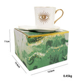 Turkish Blue Eyes Luxury Coffee Cups and Saucer Set With Hand and Skirt Shape Dish for Creative Girl Gift