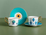 Nordic Luxury Evil Eyes Ceramic Cup and Saucer Set Modern Design Afternoon Tea Turkish Coffee Cup Saucer Set