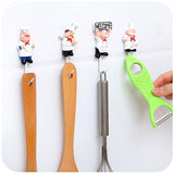 Cute Cartoon Chef Wall Hook Key Holder Multi-function Hooks for Hanging Adhesive Hook Art Luxury Wall Decoration