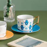 Nordic Luxury Evil Eyes Ceramic Cup and Saucer Set Modern Design Afternoon Tea Turkish Coffee Cup Saucer Set