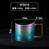 400ml Hand Eye Mugs and Gold Rim Ceramic Coffee Mug Teacup Water Cup Handmade Home Decor Creative Gifts
