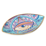 Creative Rich Design Ceramic Evil Eye Plate Luxury Trinket Trays Table Decorations Jewelry Dish for Home Decor.