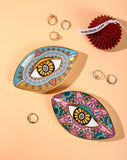Creative Rich Design Ceramic Evil Eye Plate Luxury Trinket Trays Table Decorations Jewelry Dish for Home Decor.