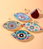Creative Rich Design Ceramic Evil Eye Plate Luxury Trinket Trays Table Decorations Jewelry Dish for Home Decor.