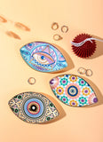 Creative Rich Design Ceramic Evil Eye Plate Luxury Trinket Trays Table Decorations Jewelry Dish for Home Decor.