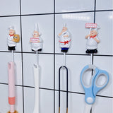Cute Cartoon Chef Wall Hook Key Holder Multi-function Hooks for Hanging Adhesive Hook Art Luxury Wall Decoration