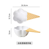Creative Dessert Bowl Tableware Lovely Girl Heart Ceramic Handle Bowl Household Ice Cream Cup Fruit Bowl
