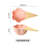 Creative Dessert Bowl Tableware Lovely Girl Heart Ceramic Handle Bowl Household Ice Cream Cup Fruit Bowl