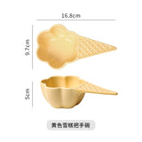 Creative Dessert Bowl Tableware Lovely Girl Heart Ceramic Handle Bowl Household Ice Cream Cup Fruit Bowl