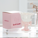INS Girl Heart Ceramic Cup Japanese Bow Ice Cream Mug Creative Flower Cup Tall Dessert Mug for Tea for Business Gifts