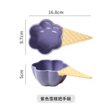 Creative Dessert Bowl Tableware Lovely Girl Heart Ceramic Handle Bowl Household Ice Cream Cup Fruit Bowl