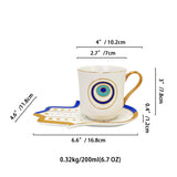 Turkish Blue Eyes Luxury Coffee Cups and Saucer Set With Hand and Skirt Shape Dish for Creative Girl Gift