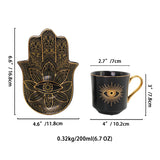 Luxury Ceramic Coffee Cups Saucer Set Hand Skirt Shape Dish Turkish Blue Eyes Design Creative Girl Gift for Tea & Water