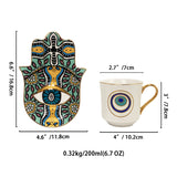 Luxury Ceramic Coffee Cups Saucer Set Hand Skirt Shape Dish Turkish Blue Eyes Design Creative Girl Gift for Tea & Water