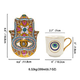 Luxury Ceramic Coffee Cups Saucer Set Hand Skirt Shape Dish Turkish Blue Eyes Design Creative Girl Gift for Tea & Water