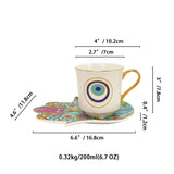 Turkish Blue Eyes Luxury Coffee Cups and Saucer Set With Hand and Skirt Shape Dish for Creative Girl Gift