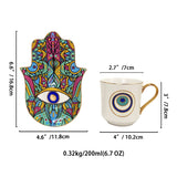Luxury Ceramic Coffee Cups Saucer Set Hand Skirt Shape Dish Turkish Blue Eyes Design Creative Girl Gift for Tea & Water