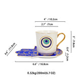 Turkish Blue Eyes Luxury Coffee Cups and Saucer Set With Hand and Skirt Shape Dish for Creative Girl Gift