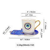 Turkish Blue Eyes Luxury Coffee Cups and Saucer Set With Hand and Skirt Shape Dish for Creative Girl Gift