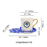Turkish Blue Eyes Luxury Coffee Cups and Saucer Set With Hand and Skirt Shape Dish for Creative Girl Gift