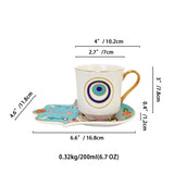 Turkish Blue Eyes Luxury Coffee Cups and Saucer Set With Hand and Skirt Shape Dish for Creative Girl Gift