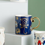 Creative Evil Eyes Decal Ceramic Mug with Gold Handle Luxury Style Mug Cup Couple Breakfast Ceramic Drinkware Coffee Cup