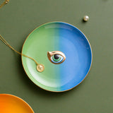 Europe Ceramic Jewelry Dish Cute Eye Plates Decoration Crafts for Home Trinket Small Ring Display Tray