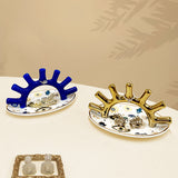 Modern Gold Luxury Creative Ceramic Ring Display Stand for Home Entrance Decorations Evil Eye Jewelry Storage Tray