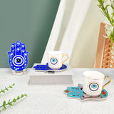 Turkish Blue Eyes Luxury Coffee Cups and Saucer Set With Hand and Skirt Shape Dish for Creative Girl Gift