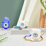 Turkish Blue Eyes Luxury Coffee Cups and Saucer Set With Hand and Skirt Shape Dish for Creative Girl Gift