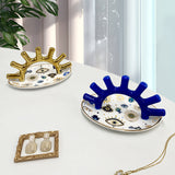 Modern Gold Luxury Creative Ceramic Ring Display Stand for Home Entrance Decorations Evil Eye Jewelry Storage Tray