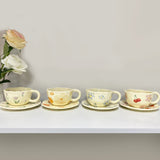 Ins Korean Style Milk Yellow Flower Design Hand Pinch Irregular Ceramic Hand-painted Cup Ceramic Coffee Cup
