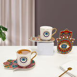 Luxury Ceramic Coffee Cups Saucer Set Hand Skirt Shape Dish Turkish Blue Eyes Design Creative Girl Gift for Tea & Water