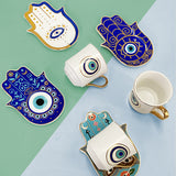 Turkish Blue Eyes Luxury Coffee Cups and Saucer Set With Hand and Skirt Shape Dish for Creative Girl Gift