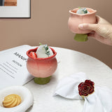 Hand-Painted Tulip Mug Irregular Flower Shapes Porcelain Ceramic Ice Cream Cup for Coffee Home Use Cute Accessories Design