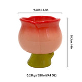 Hand-Painted Tulip Mug Irregular Flower Shapes Porcelain Ceramic Ice Cream Cup for Coffee Home Use Cute Accessories Design