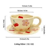 Ins Korean Style Milk Yellow Flower Design Hand Pinch Irregular Ceramic Hand-painted Cup Ceramic Coffee Cup