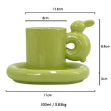Ins Wholesale Nordic Creative Personality Couple Ceramic Cup High-value Coffee Cup Saucer Rabbit Mug Gift Set
