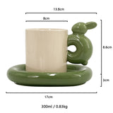 Ins Wholesale Nordic Creative Personality Couple Ceramic Cup High-value Coffee Cup Saucer Rabbit Mug Gift Set