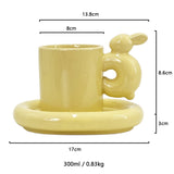 Ins Wholesale Nordic Creative Personality Couple Ceramic Cup High-value Coffee Cup Saucer Rabbit Mug Gift Set